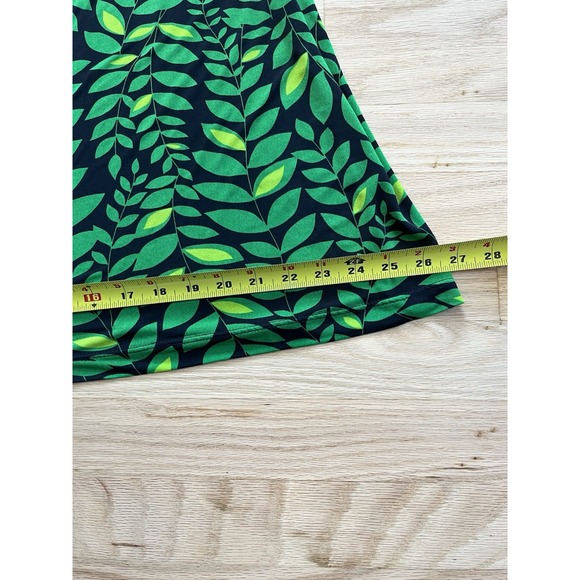 Green Leaf Nature Print Midi Dress Boho Garden Party VNeck Padded Retro Y2K S - Picture 10 of 10